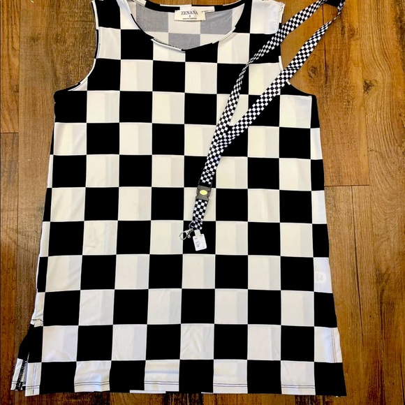 Zenana Outfitters Tops - Black & White Checkered Tank Top NWT